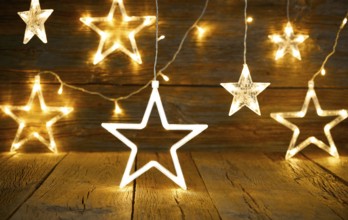 Christmas snowflake star vintage rustic wooden background decoration