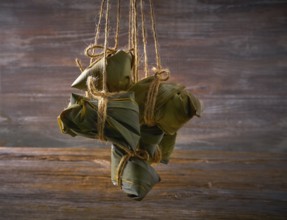 Zongzi Glutinous sticky Rice Dumplings recipe wrap with bamboo leaves asian food