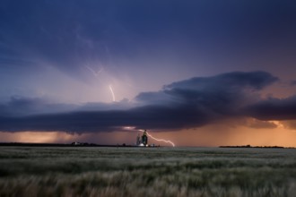 Major lightning Saskatchewan storm in summer rural Canada