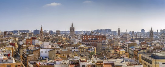 Panoramic view of Valencia historical center from Quart Towers, Spain, Europe