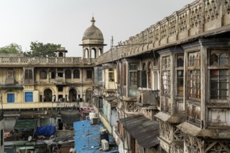Old Delhi, India, March 30, 2023: The Gadodia market building at the Spice Market at Khari Baoli