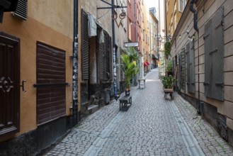 Alleyway in the Historic town Gamla Stan, Stockholm, Sweden, Scandinavia, Europe