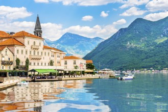 Summer day in Perast, city in Kotor bay. Montenegro