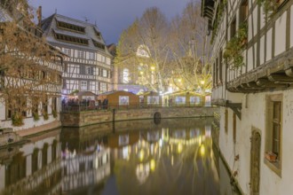 La Petite France at Christmas time, a picturesque district of the historic center of Strasbourg.