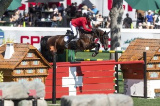 Calgary, Canada, Sept., 7, 2024. Andre Thieme of Germany, riding Paule S competes in the BMO