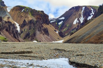 Rhyolite mountains, remains of last year's snow and solidified lava flows. Amazing Iceland - dream
