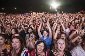 WROCLAW, POLAND - AUGUST 12, 2023: Festival Meskie Granie (Man's playing) play of audience in front