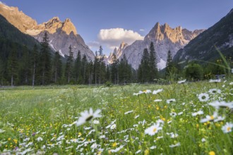Hiking in Val Fiscalina in South Tyrol with a view of the mountains