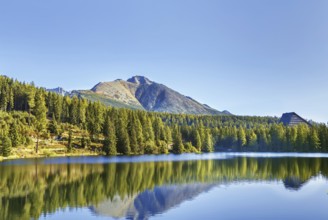Landscape with lake Strbske Pleso in High Tatras mountans, Slovakia, Europe