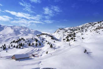 Cerler sky area in Pyrenees of Huesca at Spain