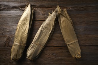 Dried Bamboo leaves in brown for Zongzi asian recipe preparation