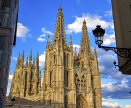 Burgos Cathedral facade in Saint James Way at Castilla Leon of Spain
