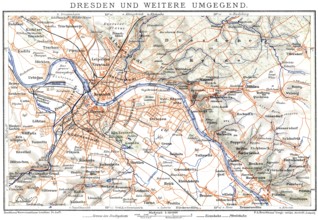 Map of Dresden, Germany, Europe, end of the 19th century, Stadtplan von Dresden, Deutschland,