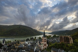 Half-timbered houses in a small village. Morning in the wine-growing region on the Rhine,