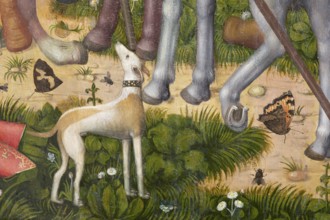 Jakobikirche, altar in the sacristy, depiction of a dog with flowers and butterflies, St., Sankt,