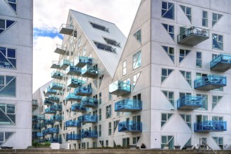 Europe, Denmark, Iceberg residential complex in Aarhus, Aarhus, Denmark, Europe