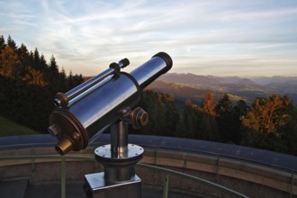 Observation telescope, panoramic view from the Pfänder into the Bregenzerwald and the Allgäu