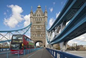 The famous Tower Bridge in London, UK. Sunny day. Photograph taken with the tilt-shift lens,