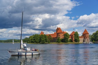 Trakai Island Castle on Lake Galve in Trakai, Lithuania, Europe
