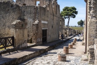 HERCULANEUM, ITALY, MAY 05, 2022, Abandoned street Cardo IV Superiore in the ancient town of
