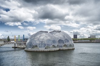 ROTTERDAM, NETHERLANDS, MAY 14, 2016: Modern sustainable and experimental floating houses in the