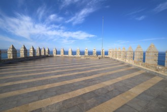 Rooftop of Peniscola castle in Castellon with Mediterranean sea view of Spain