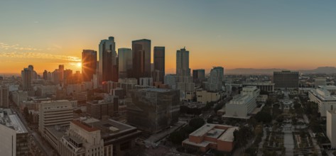 A picture of Downtown Los Angeles at sunset