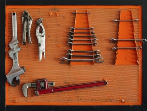 Tools for Car arranged on the wall