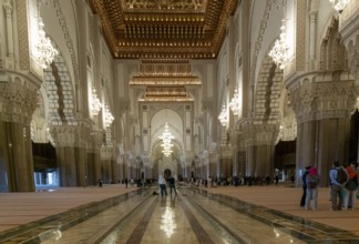 Casablanca, Morocco, 29 March, 2024: tourists enjoying a visit to the Hassan II Mosque in downtown