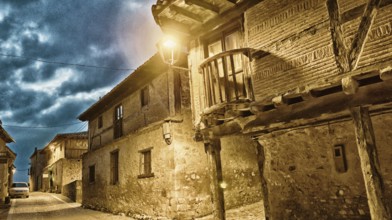 Street Scene, Traditional Architecture, Calatañazor, Medieval Town, Soria, Castilla y León, Spain,