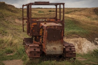 Flamborough, East Riding of Yorkshire, England, UK, September 14, 2018: An old rusty crawler on the