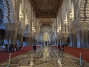 CASABLANCA, MOROCCO, APRIL 13, 2023, Interior of the famous Hassan II Mosque at the coast of