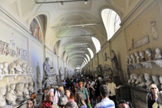 Vatican Museums, Vatican, Rome, Italy, Long corridor of a museum with numerous busts and