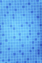 A fragment of blue pool tile, slightly distorted by invisible water
