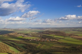 View from the top of Oblik hill. Autumn scenery in Central Bohemian Highlands, Czech Republic,