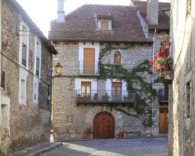 Hecho valley village Pyrenees houses in Huesca Spain