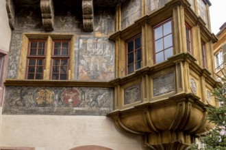 Detail of the famous historic building from 1537 Haus Pfister (Maison Pfister) with a façade