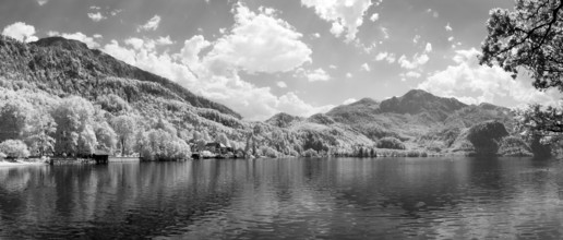 An infrared image of the Forchensee in Bavaria Germany