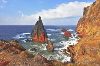 The eastern tip of the island of Madeira. Picturesque colorful cliffs and islands