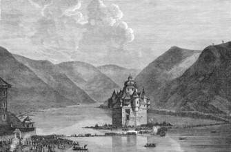 The 1st Silesian Army crosses the river Rhine led by General Blucher near Kaub on 1 January 1814,