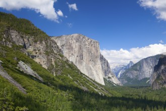 The typical view of the Yosemite Valley from the tunnel entrance to the Valley. Yosemite National