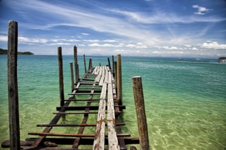 Simple traditional wooden pier. Vietnam
