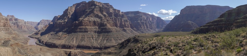 Picturesque landscape view of Grand Canyon National Park with Colorado river during sunny day.