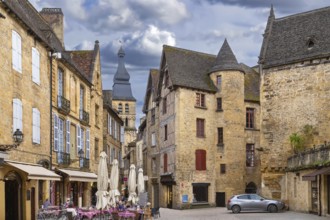 Square in Sarlat-la-Caneda historical center, France, Europe