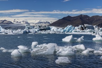 Jökulsarlon glacier lagoon, south coast, Iceland, Europe