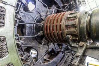 A view of an old AC Slip-ring induction motor, coupled electrically and mechanically to a DC
