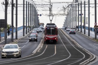 Road traffic on the Kennedy Bridge - Bonn, North Rhine-Westphalia, Germany, Europe