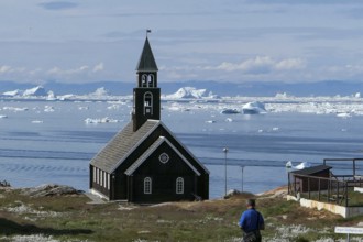 Greenland Ilulissat glaciers at fjord Disco Bay West Greenland