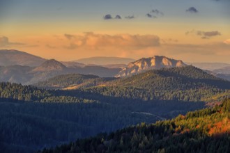 Pieniny Three Crowns at sunset from above in Slovakia