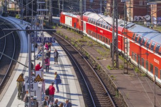 Platform with local train at Hamburg Central Station, Hamburg, Germany, Europe